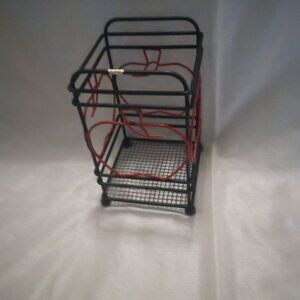 Metal red and black decorative container apple shape on all sides